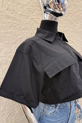 Camisa Corta App de Bolsas Negra