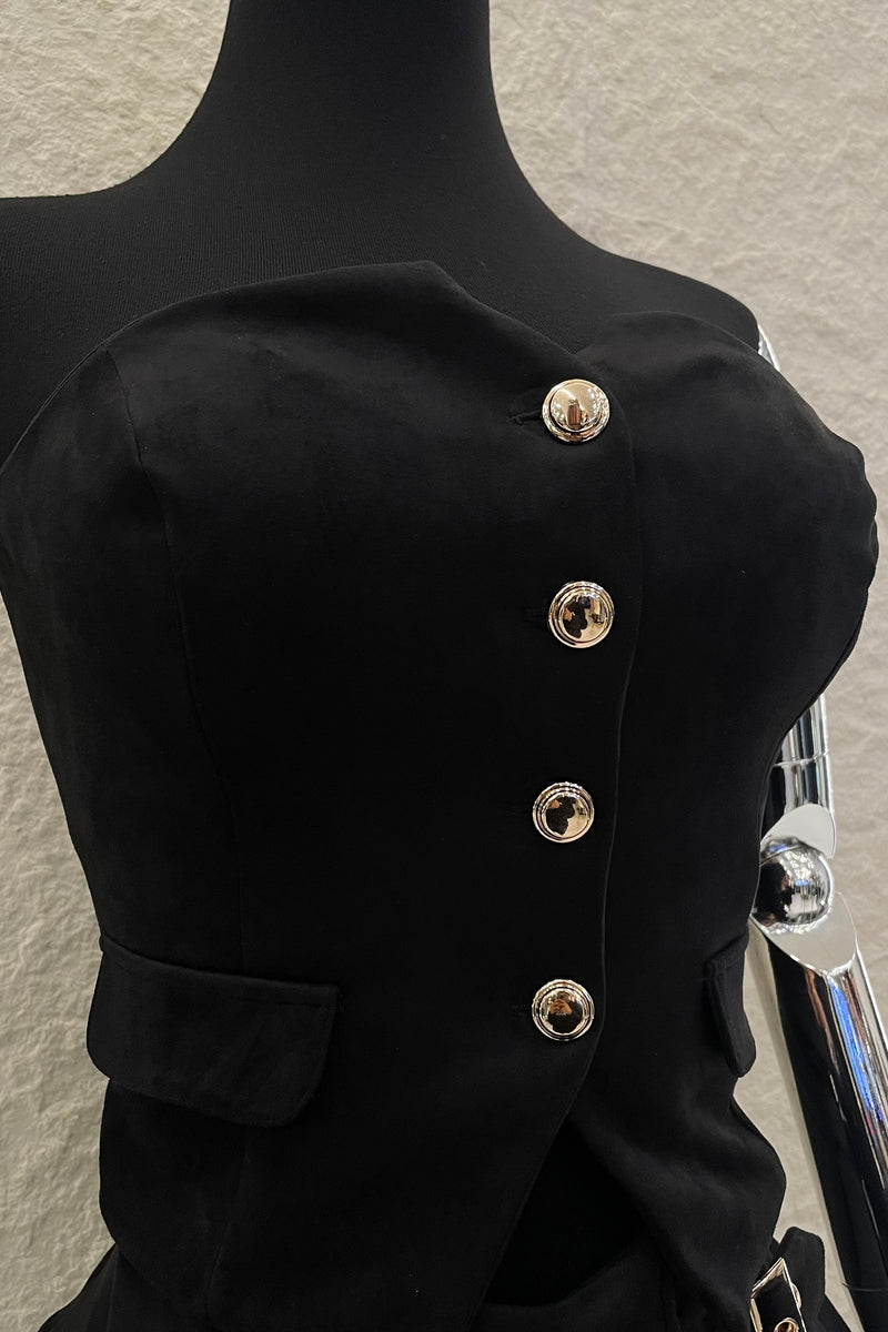 Set Top y Falda Velvet Negro