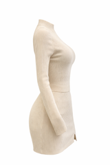 Set Blusa y Falda Tela Punto Beige