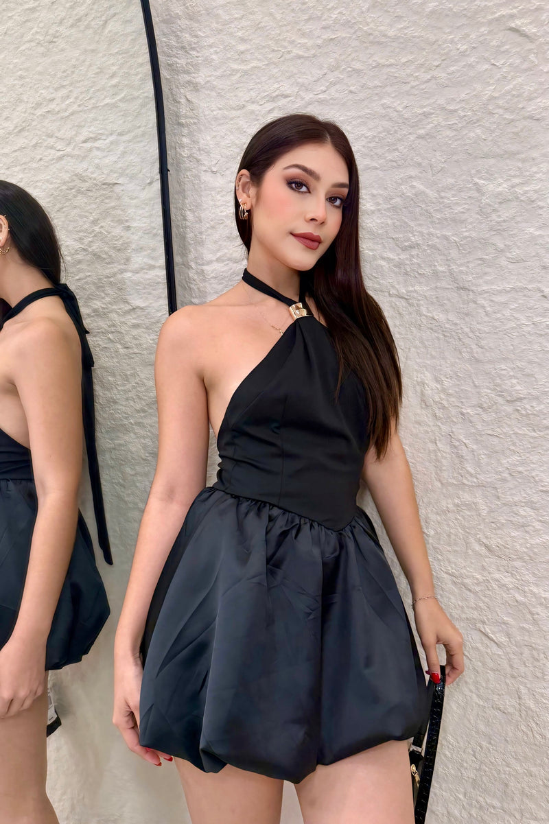 Vestido Halter Bubble Negro