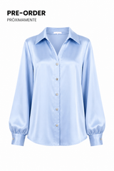 Camisa Manga Bombacha Azul