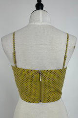 Crop Top Amarillo con Lunares Azules