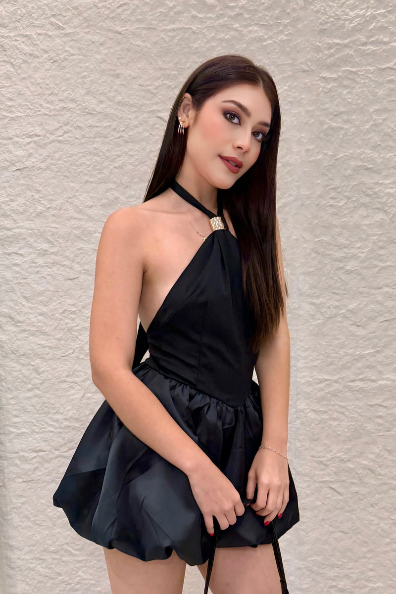 Vestido Halter Bubble Negro