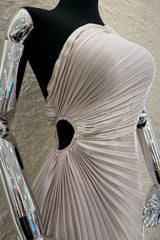 Vestido Midi Abertura en Cintura Beige