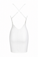 Vestido Blanco Con Tiras de Pedreria