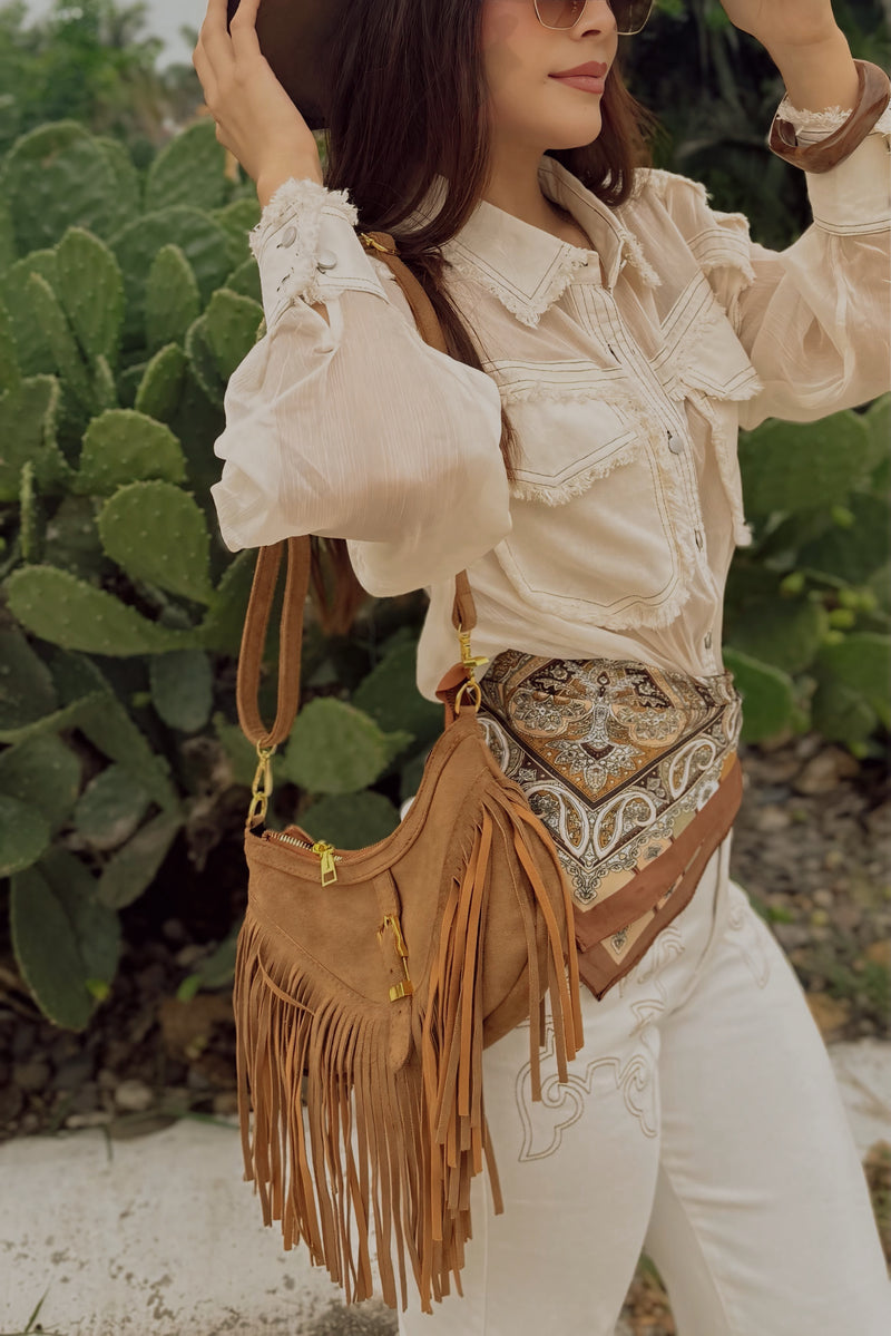Camisa Manga Larga Transparente Beige