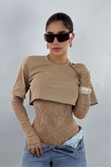 Pantiblusa Tshirt con Mesh Beige