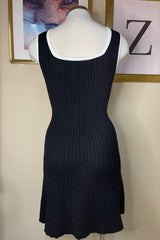 Vestido Jersey Negro con Blanco