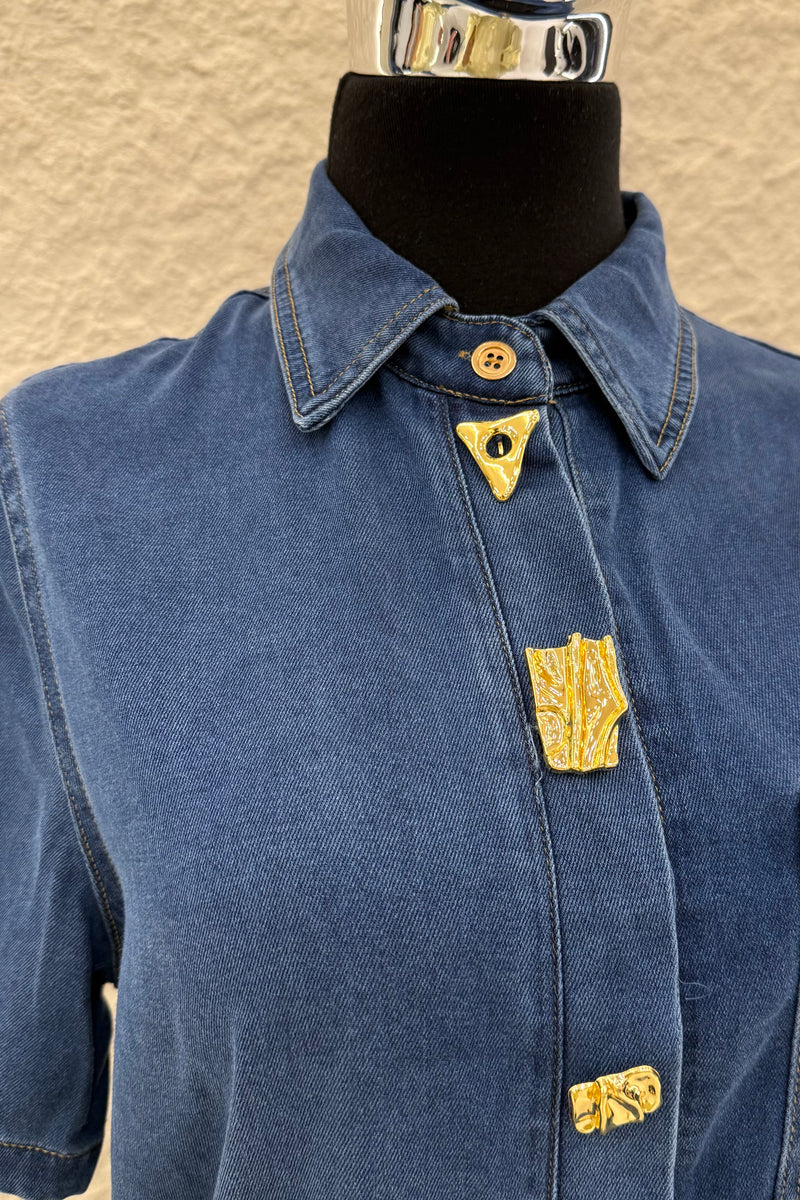 Camisa de Botones Dorados Denim
