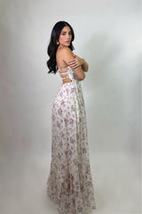 Vestido Midi Floreado Rosa