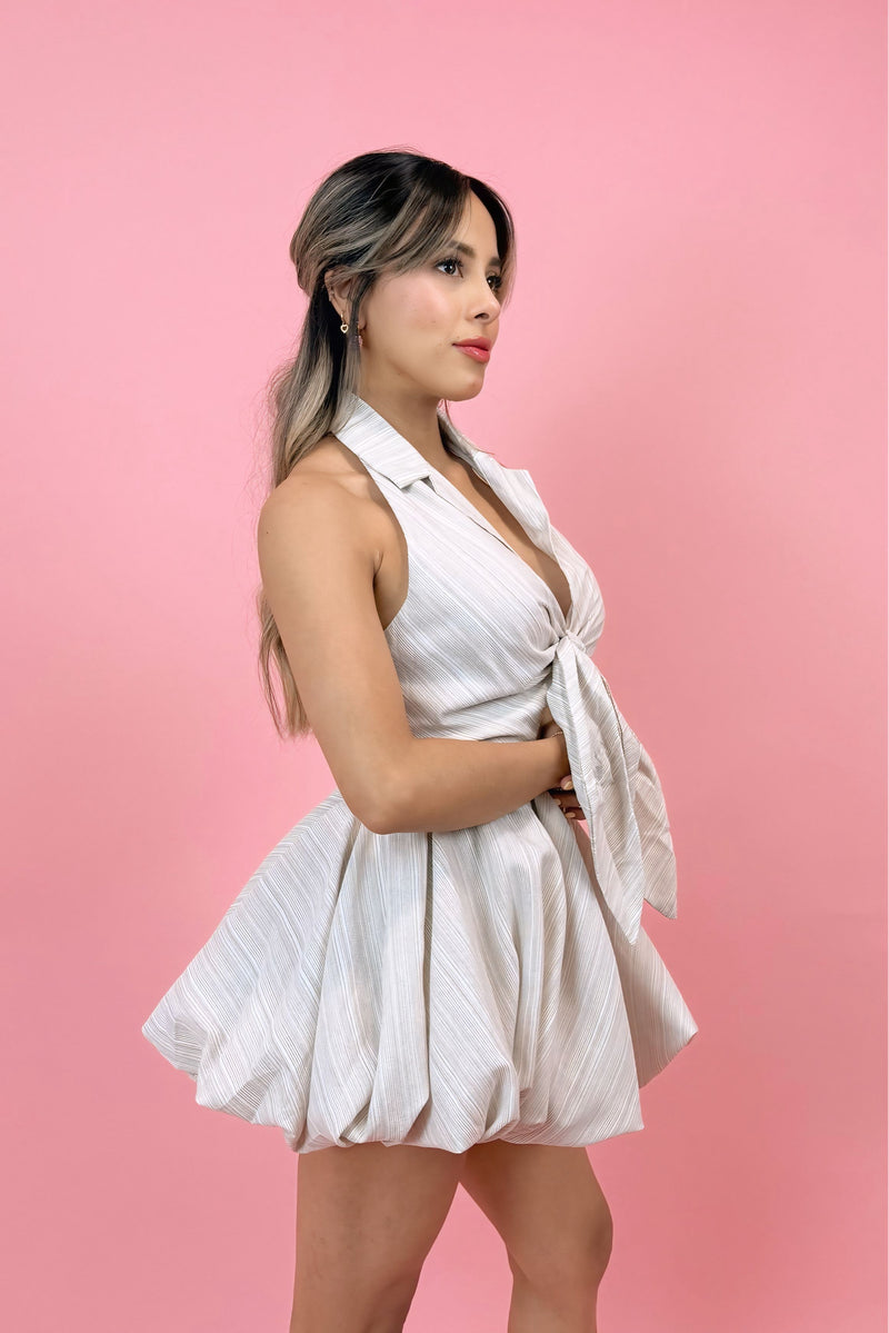Vestido Halter Lazo Taupe White
