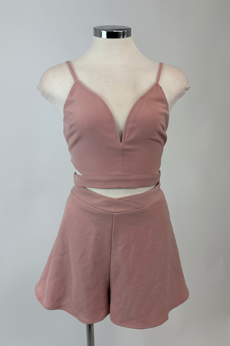 Set Rosa de short con top