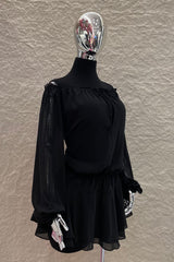 Vestido Suelto Manga Larga Negro