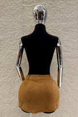 Falda Corta App de Bolsas Velvet Camel