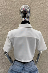 Camisa Manga Corta App de Bolsas Blanca