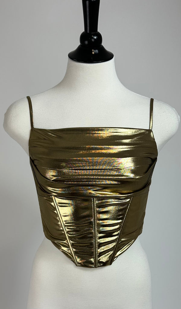 Top Corset Metalico Dorado