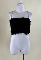 CropTop Con Plumas Tirante pedreria Negro