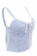 Crop Top Gingham Azul