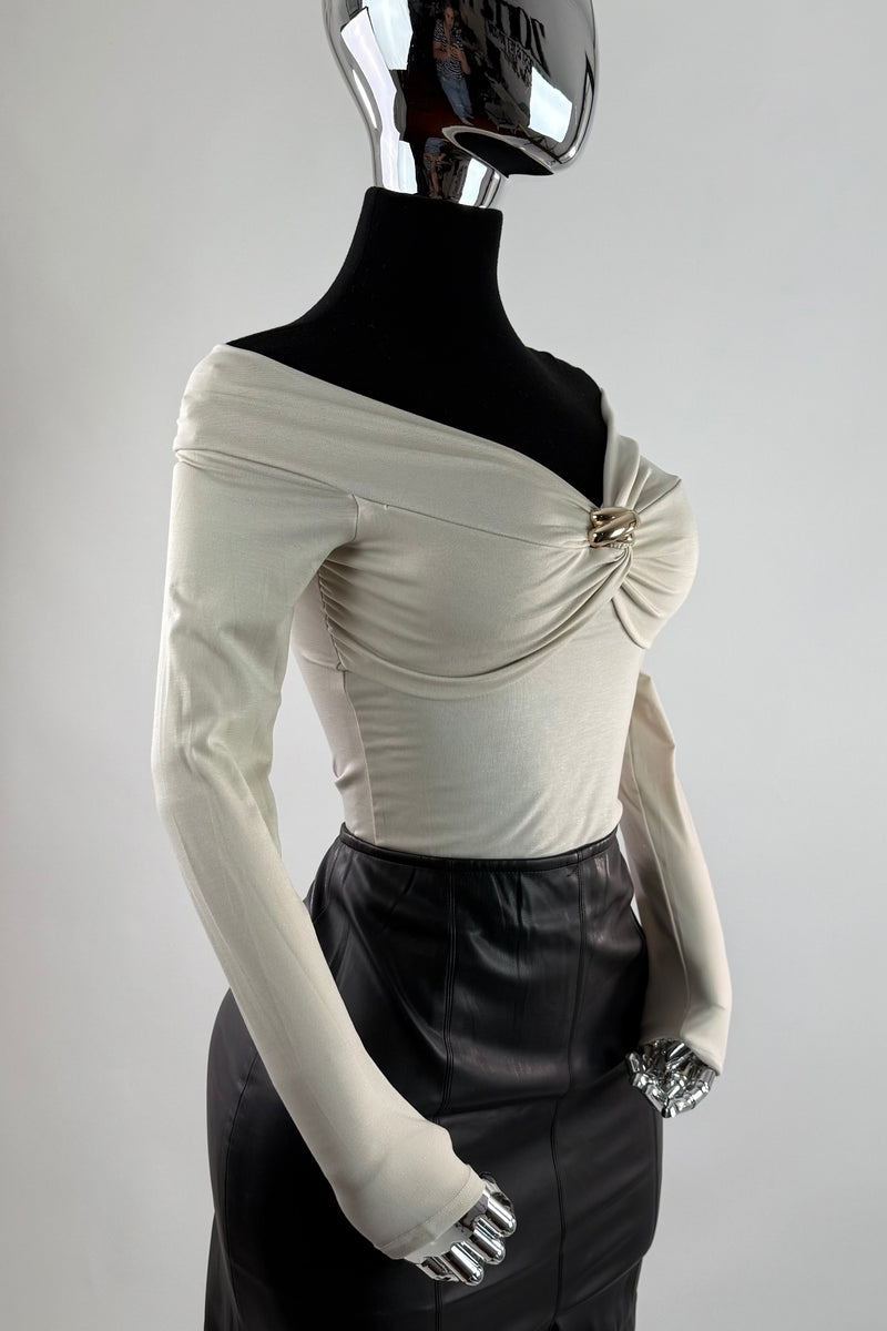 Blusa Brillosa App Dorada Beige