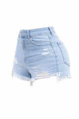 Short Rasgado Light Denim