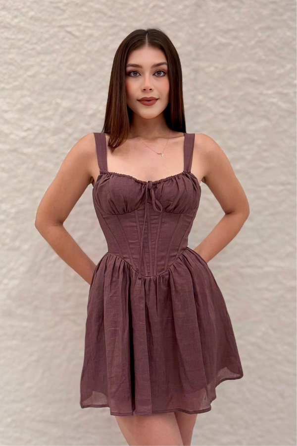 Vestido Corto Corset Cafe