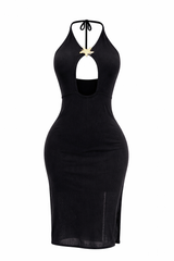 Vestido Midi Crochet Negro