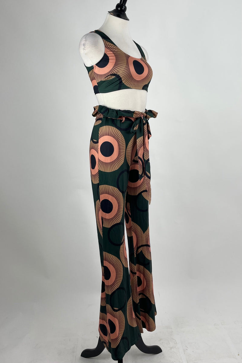 Pantalon Con Estampado Circular Verde