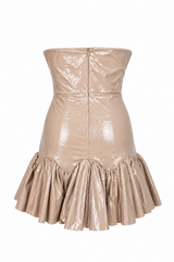 Vestido Strapple con Olan VInipiel Beige