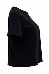 Tshirt Corta Rhinestone Negra