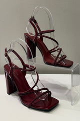 Zapatilla Tiras Rhinestone Cherry