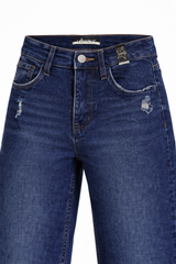 Pantalon Dark Denim Straight Fit con Dobles