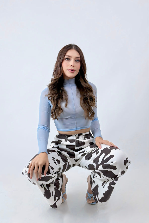 Pantalon Blanco Print Cow