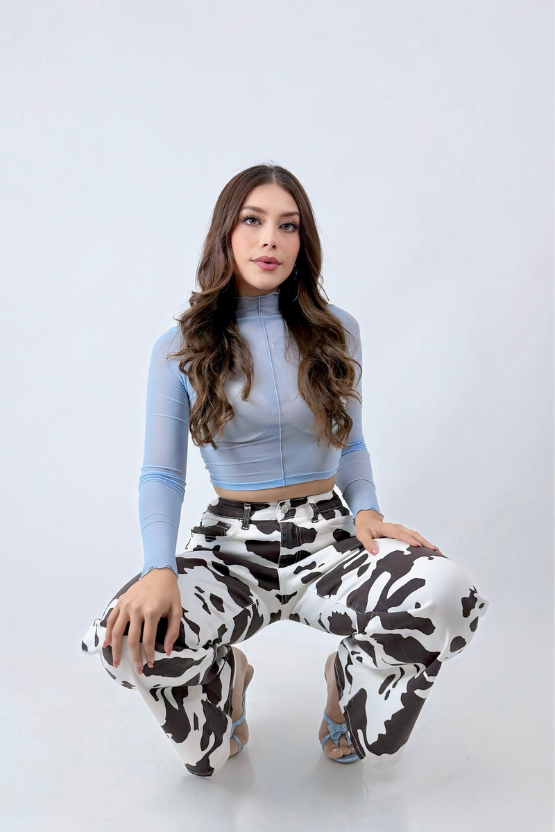 Pantalon Blanco Print Cow