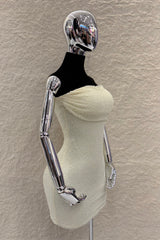 Vestido Strapples Rhinestone Amarillo