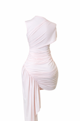 Vestido Ruched Asimetrico Rosa