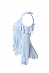 Blusa Manga Larga con Olanes Azul