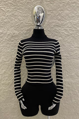 Blusa Manga Larga a Rayas Negra