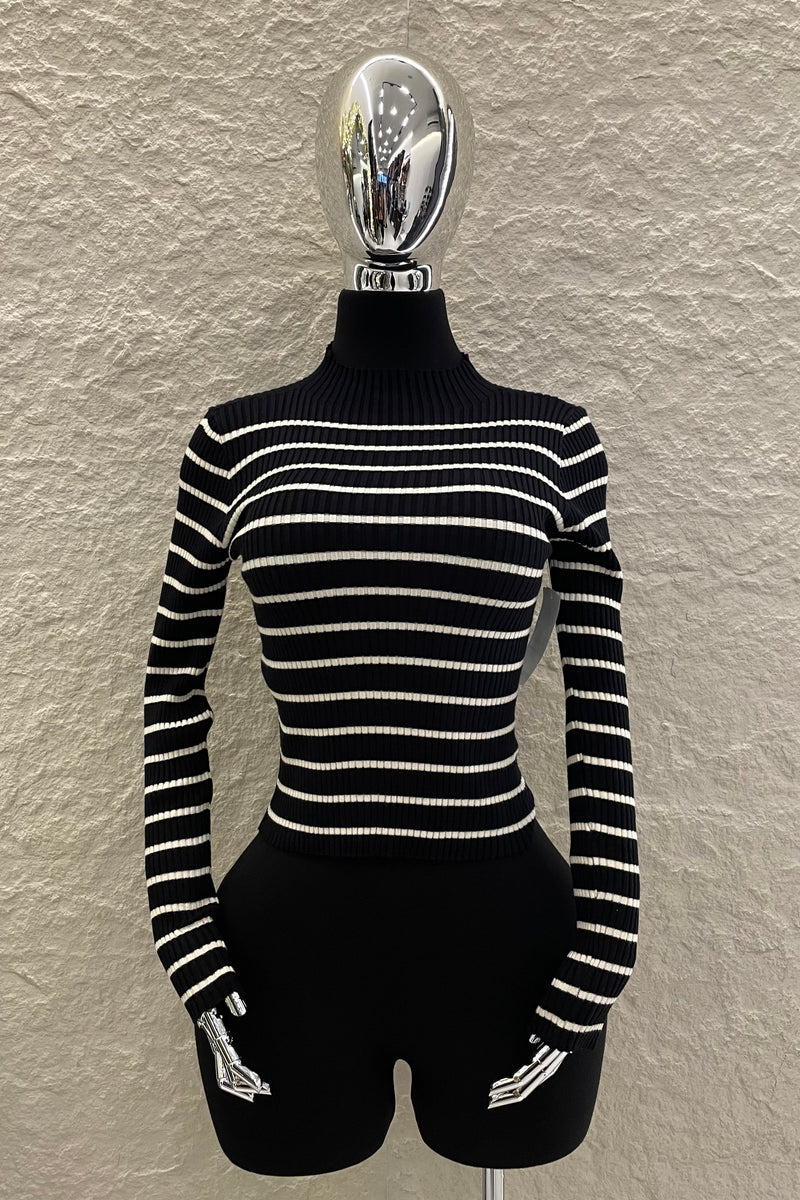 Blusa Manga Larga a Rayas Negra