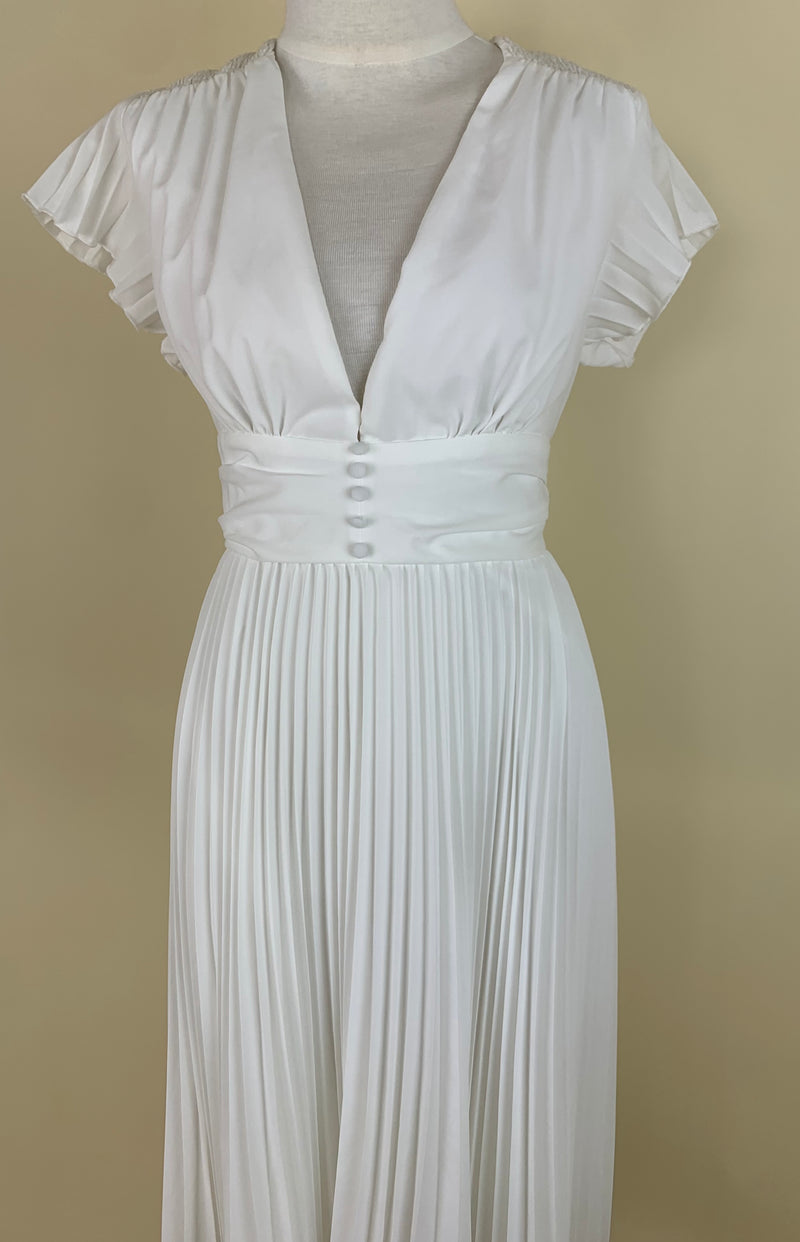 Vestido Midi Plisado Blanco