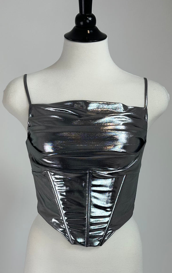 Top Corset Metalico Plata