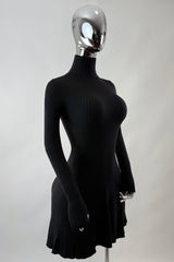 Vestido Tela Punto Manga Larga Negro