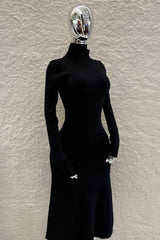 Vestido Midi Tela Sweater Negro