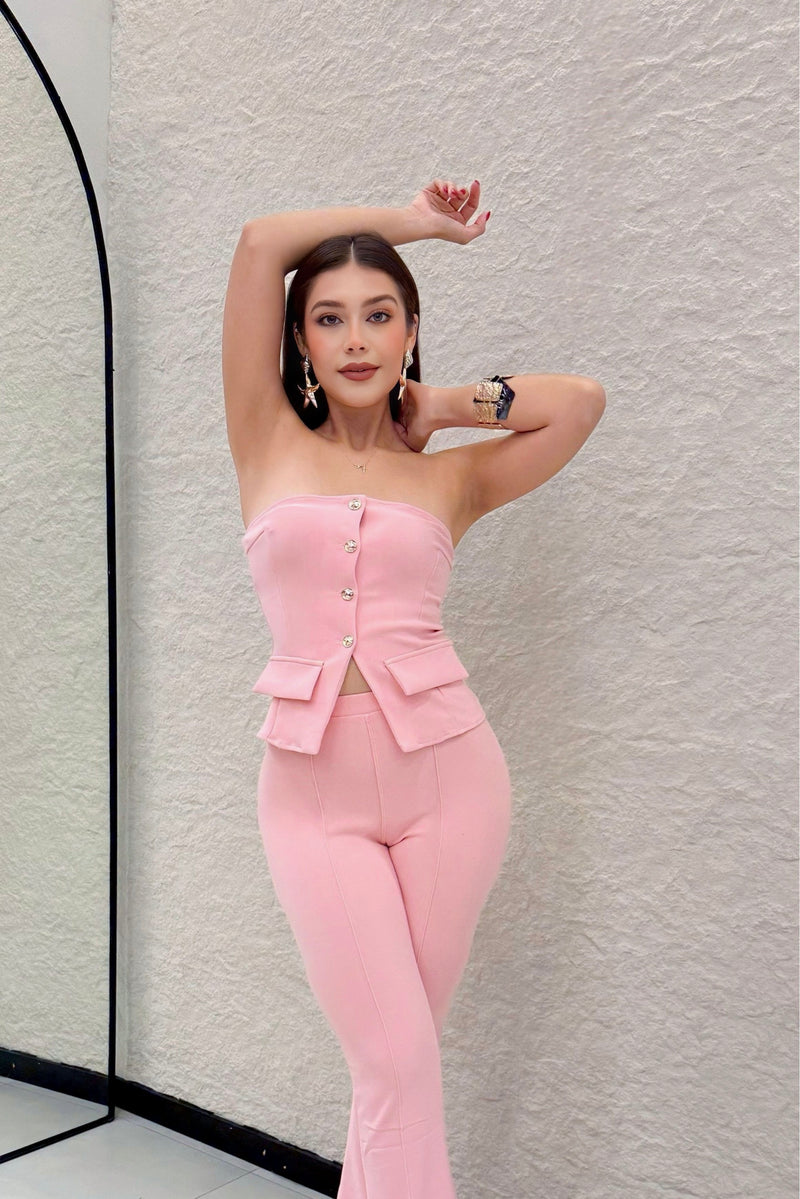Set Top y Pantalon Rosa