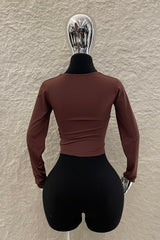 Blusa Manga Larga Ruched Cafe