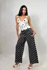 Blusa Apps Doradas Polka Blanca