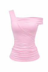 Blusa Asimetrica Ruched Rosa