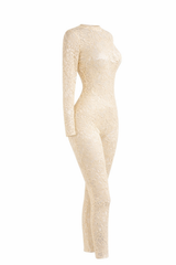 Jumpsuit De Encaje Beige