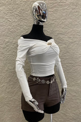 Short Vinipiel con Cinto Cafe