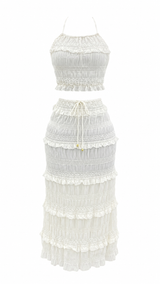 Set Top y Falda Olanes Beige