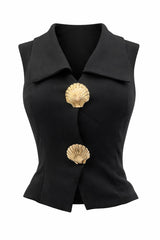 Chaleco Apps Doradas Negro